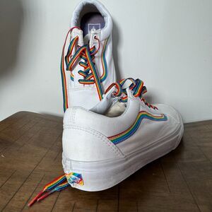Vans Old Skool Rainbow Pride White Sneakers Women’s 7.5 EU 38 Canvas